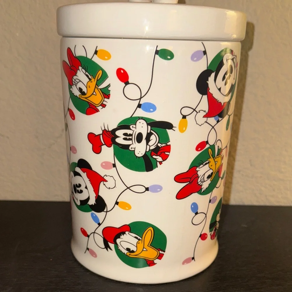 Disney White Ceramic Food Storage Jar with Characters Dog Treats‎ Bone Jar